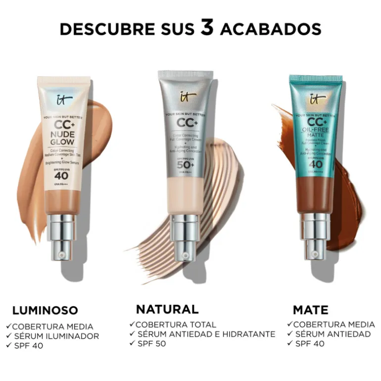 IT COSMETICS CC+ OIL-FREE MATTE BASE DE MAQUILLAJE CON SPF 40+